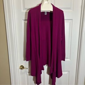Catherines Women's Open Front Cardigan - Fushia Purple